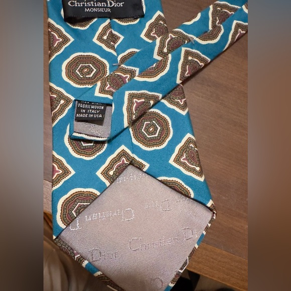 Vintage Christian Dior Monsieur silk - blue with gold - Picture 3 of 5